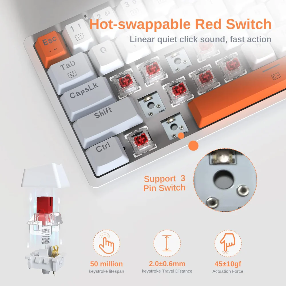 Redragon K642 WHITE GO AKALI 60% RGB Mechanical Keyboard Redragon K642 WHITE GO AKALI 60% RGB Mechanical Keyboard